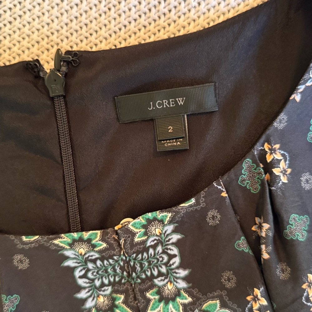 J. CREW 100% Silk Cap Sleeve Black Floral Midi Dress - Picture 13 of 16